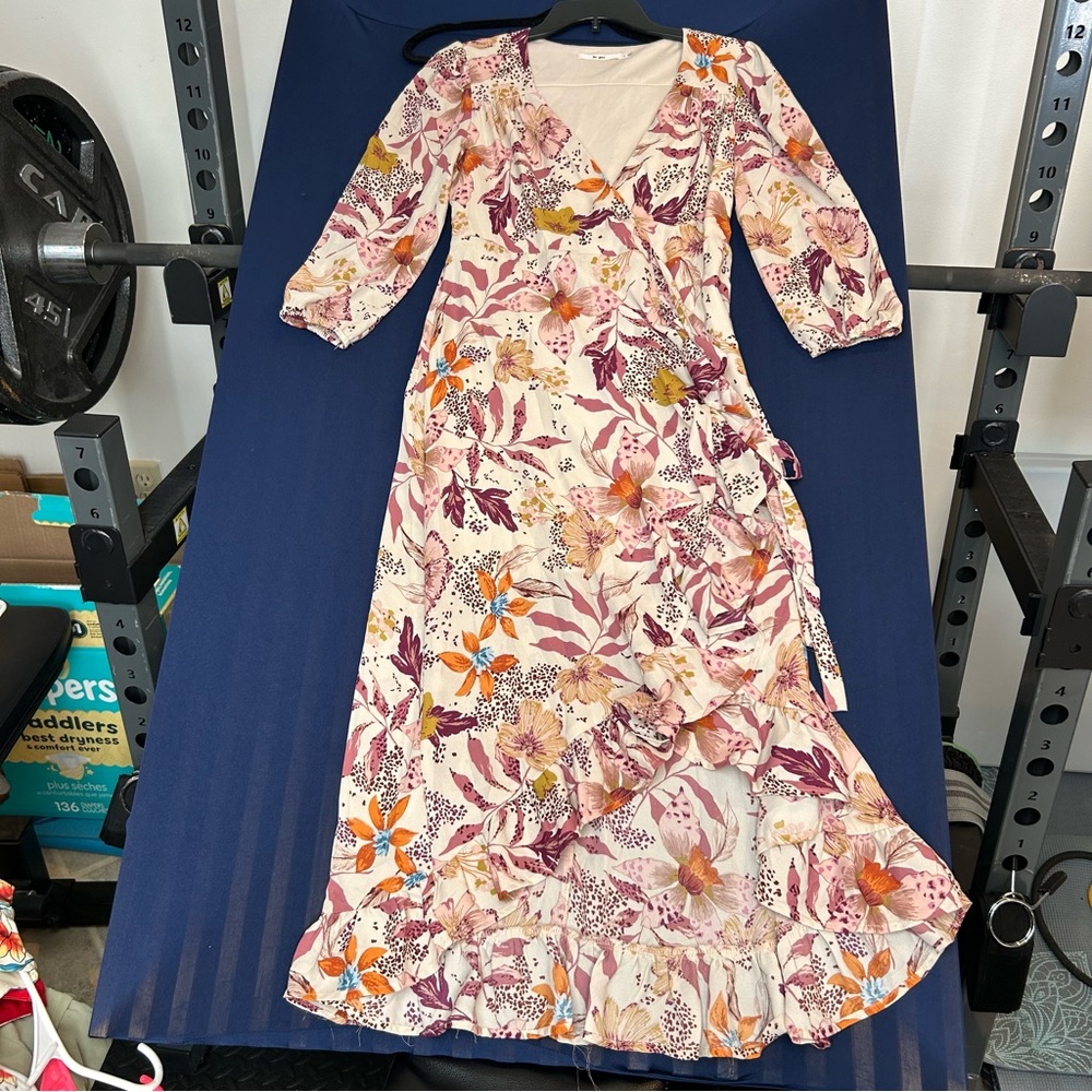 Miami Floral Long Sleeve Dress Pink And‎ Orange Color Size Small